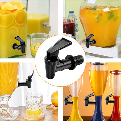 2 Sets Bpa-Free Replacement Cooler Faucet, Black Water Dispenser Tap Set, Reusable Plastic Spigot Spout Water Beverage Lever Pour Dispenser Valve Water Crock Tap