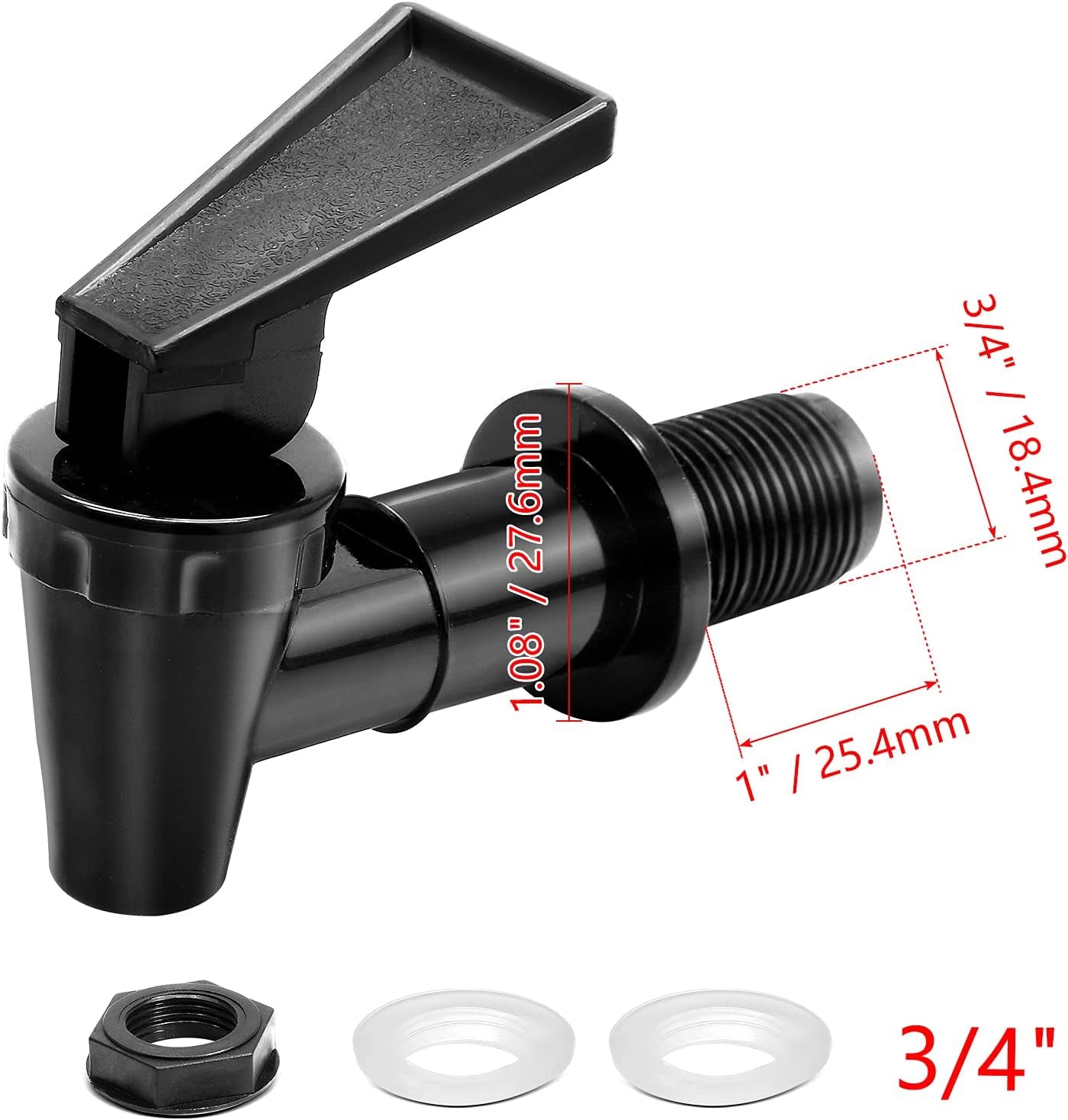 2 Sets Bpa-Free Replacement Cooler Faucet, Black Water Dispenser Tap Set, Reusable Plastic Spigot Spout Water Beverage Lever Pour Dispenser Valve Water Crock Tap